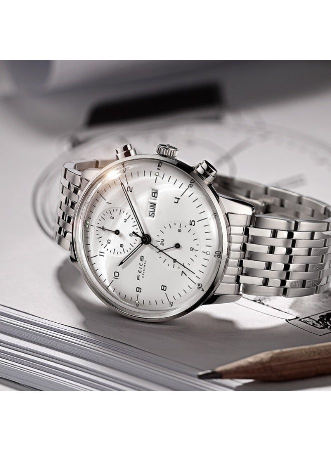 FEICE Men’s Automatic Mechanical Watch with Curved Glass & Stainless Steel Strap for Business and Daily Wear - Image 2